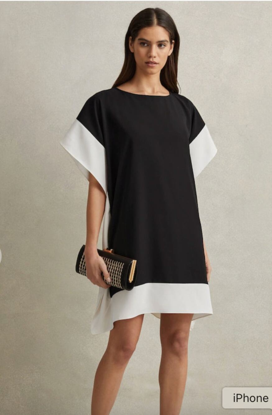 Reiss Alani Colourblock Tunic Black Nude Size 6